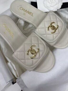 Chanel Quilted CC Slides